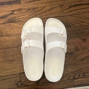 White Qupid double buckle sandals